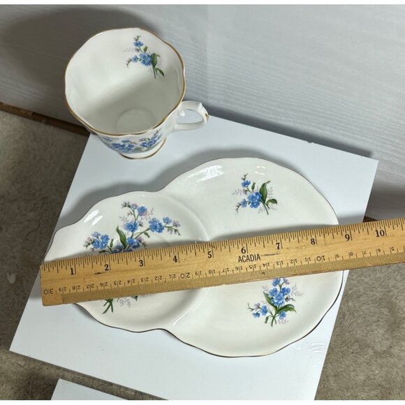 Royal Albert Bone China Forget-Me-Not Creamer Sugar Bowl Tea Cup Snack Plate Set - Picture 15 of 16